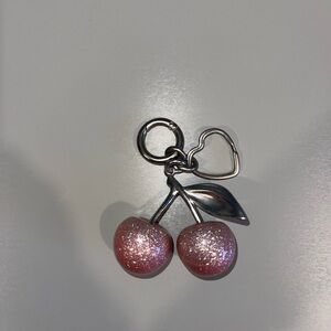 Cherry Keychain with Heart Charm